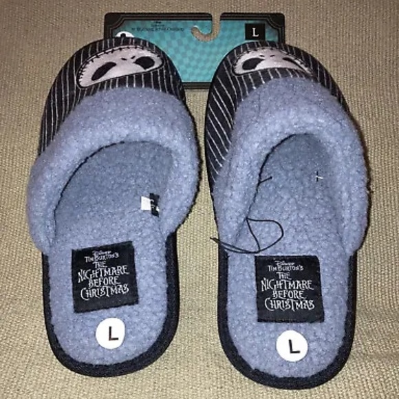 Men’s Jack The Nightmare Before Christmas Slippers Faux Sherpa Lined Shoes L New - Picture 5 of 10